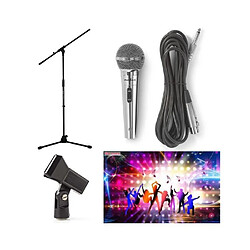 Prodipe Pied de Microphone professionnel télescopique avec PERCHE potence + fixation support Micro + MICRO DYNAMIQUE CHROME HQ