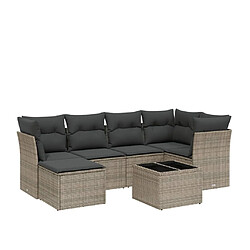 vidaXL Salon de jardin avec coussins 7 pcs gris résine tressée