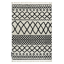 RUGSX Tapis BERBER SAFI N9040 blanc et noir Franges berbère marocain shaggy 160x220 cm