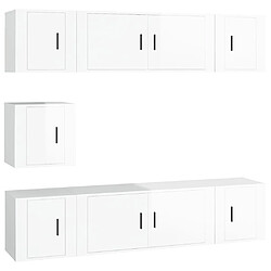 vidaXL Ensemble de meubles TV 7 pcs Blanc brillant Bois d'ingénierie