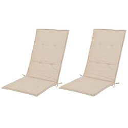 Acheter Decoshop26 Lot de 2 coussins de chaise de jardin en tissu crème 120x50x3 cm DEC021546