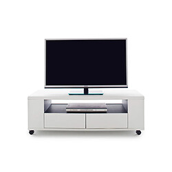 Pegane Meuble TV en blanc mat - L119 x H46 x P43 cm pas cher