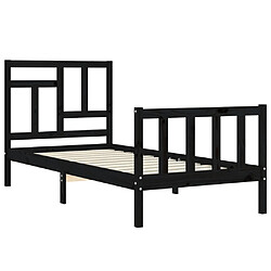 Maison Chic Lit adulte - Cadre Structure de lit avec tête de lit Contemporain noir 90x200 cm bois massif -MN86171 pas cher