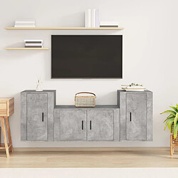 vidaXL Ensemble de meubles TV 3 pcs Gris béton Bois d'ingénierie