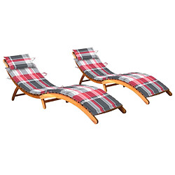 Maison Chic Lot de 2 Chaises longues avec coussins | Transat Bain de soleil Bois d'acacia solide -GKD25106