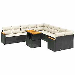 Maison Chic Salon de jardin 11 pcs avec coussins, Ensemble Tables et chaises d'extérieur noir résine tressée -GKD925201