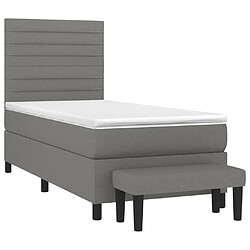 Avis Maison Chic Lit Adulte - Lit simple Lit à sommier tapissier et matelas moelleux - Meuble de Chambre - Gris foncé 90x190 cm Tissu -MN87754