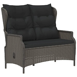 Maison Chic Banc de jardin à 2 places | Banquette de jardin | Chaise Relax avec Coussins Noir Résine Tressée -MN31873