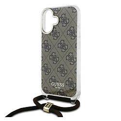 Guess Maroquinerie Guess Coque iPhone 16 avec Bandoulière IML 4G - Marron