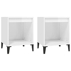 Maison Chic Lot de 2 Tables de chevet,Table de nuit,Table d'appoint pour salon Blanc brillant 40x35x50 cm -MN93736