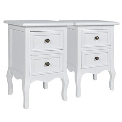 Avis Helloshop26 Table de nuit chevet commode armoire meuble chambre 4 pcs avec 2 tiroirs mdf blanc 1402187