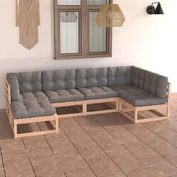 Maison Chic Salon de jardin 6 pcs + coussins - Mobilier/Meubles de jardin - Table et chaises d'extérieur Bois de pin massif -MN29548