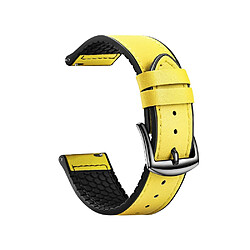 Bracelet en PU + silicone Couche supérieure de 22 mm jaune pour votre Huawei Watch GT 2 Pro 46mm