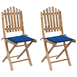 vidaXL Chaises pliables de jardin lot de 2 avec coussins Bambou