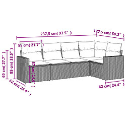 Avis Maison Chic Salon de jardin 5 pcs avec coussins | Ensemble de Table et chaises | Mobilier d'Extérieur noir résine tressée -GKD56568