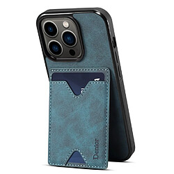 Coque en TPU + PU support de carte avec béquille et porte-carte pour votre iPhone 14 Pro Max - bleu