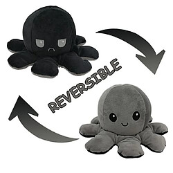 RedMiter Peluche poulpe réversible double face 20 cm -gris + noir