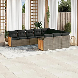 Maison Chic Salon de jardin avec coussins 10 pcs | Ensemble de Table et chaises | Mobilier d'Extérieur gris résine tressée -GKD83883