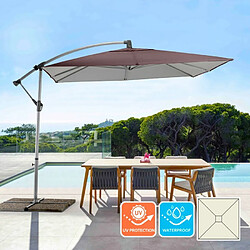 Elios Parasols Parasol de jardin 2.5x2.5 mètres tissu carré en aluminium à bras décentralisé Shadow Brown