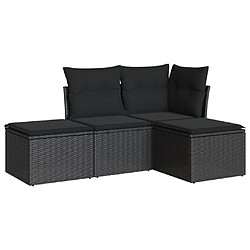 Maison Chic Salon de jardin 4 pcs avec coussins | Ensemble de Table et chaises | Mobilier d'Extérieur noir résine tressée -GKD41362