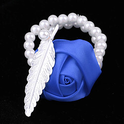 Avis perles de poignet de mariée artificielle corsage fleurs de main bracelets royalblue