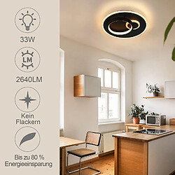 Acheter NETTLIFE Plafonnier LED Salon Noir Lampe de Cuisine 33 W Dimmable avec Télécommande Lampe Design Moderne Lampe Ronde pour Chambre Couloir