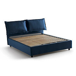 Acheter Autrement Talamo Italia Veronica lit double avec conteneur, Made in Italy, en tissu déhoussable, 160x190 cm, avec ouverture frontale, Bleu.