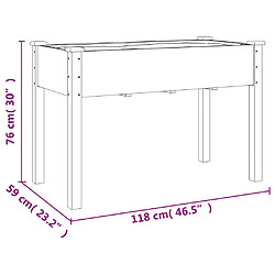 vidaXL Jardinière avec doublure marron 118x59x76 cm bois massif sapin pas cher