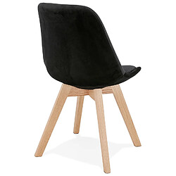 Acheter Alterego Chaise en velours noir 'JOE' avec structure en bois naturel