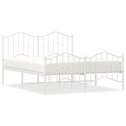 Maison Chic Lit adulte - Lit simple Cadre de lit métal avec tête de lit/pied de lit,Structure du lit Contemporain pour chambre blanc 140x200cm -MN57444