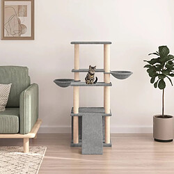 Arbre à chat avec griffoirs,niche pour chat en sisal gris clair 133 cm -MN42550