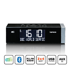 Lenco Radio-réveil FM stéréo avec horloge à commande radio et entrée AUX CR-640BK Noir-Argent