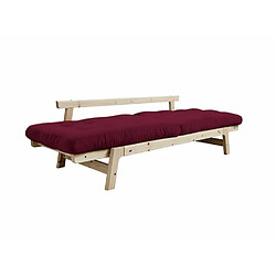 Acheter Inside 75 Banquette convertible futon STEP pin massif coloris bordeaux couchage 70x200 cm.