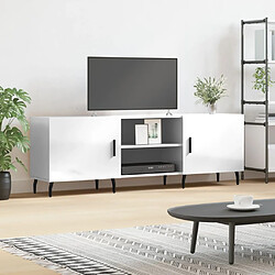 Maison Chic Meuble TV scandinave - Banc TV pour salon blanc brillant 150x30x50 cm bois d'ingénierie -MN36701