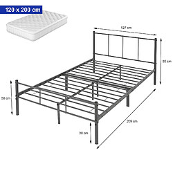 Ecd Germany Cadre de lit en métal avec tête de lit base de lit simple anthracite 120x200 cm pas cher