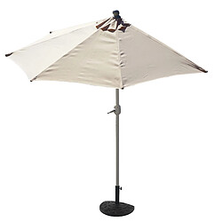 Decoshop26 Demi parasol semi-circulaire balcon terrasse UV 50+ polyester/aluminium 3kg avec une portée de 300 cm crème avec support 04_0003847