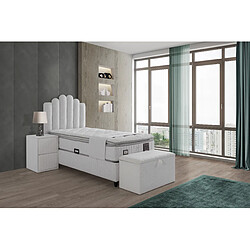 Vivenla Banc bout de lit coffre avec rangement coloris blanc design en tissu L. 80 x P. 41 x H. 45 cm collection ATHENA pas cher