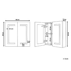 Avis Beliani Armoire de toilette blanche avec miroir LED 60 x 60 cm MAZARREDO