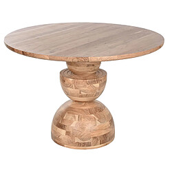 Pegane Table à manger, table de repas ronde en bois d'acacia coloris naturel - diamètre 115 x Hauteur 76 cm