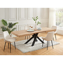 Vente-Unique Table à manger extensible 6 à 10 personnes en MDF et métal - Naturel et noir - CATONAV