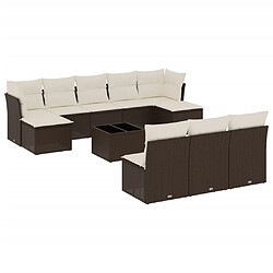 vidaXL Salon de jardin et coussins 11 pcs marron résine tressée