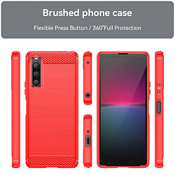 Htdmobiles Coque pour Sony Xperia 10 V - housse etui silicone gel carbone + verre trempe - ROUGE