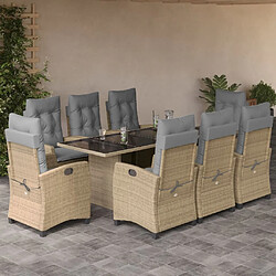 vidaXL Ensemble à manger de jardin et coussins 9 pcs mélange beige