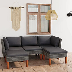 Maison Chic Salon de jardin 5 pcs + coussins - Mobilier/Meubles de jardin - Table et chaises d'extérieur Résine tressée Gris -MN40335