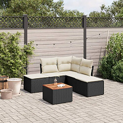 Maison Chic Ensemble Tables et chaises d'extérieur 6pcs avec coussins,Salon de jardin noir résine tressée -GKD635866