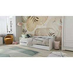 Acheter Pegane Lit Banquette 90x190 en pin massif coloris vernis blanc - Longueur 197 x Profondeur 97 x Hauteur 62 cm