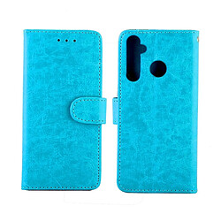 Wewoo Housse Coque Pour OPPO Realme5 Pro Crazy Horse Texture de protection en cuir à rabat horizontal avec support et fentes cartes et portefeuille et cadre photo bleu bébé