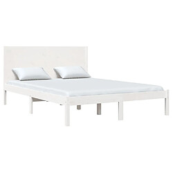 Avis Maison Chic Lit adulte - Lit simple Cadre de lit,Structure du lit Contemporain Blanc Bois de pin massif 140x190 cm -MN48215