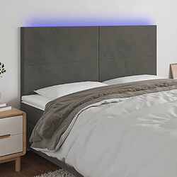 vidaXL Tête de lit à LED Gris foncé 180x5x118/128 cm Velours