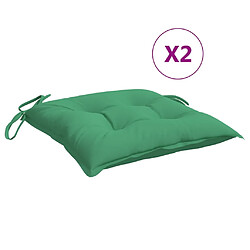 vidaXL Coussins de chaise lot de 2 vert 50x50x7 cm tissu oxford